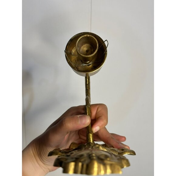 VTG Brass Wall Candle Sconce 9"x6" Decorative Candlestick Holder for Home Decor - Picture 7 of 9